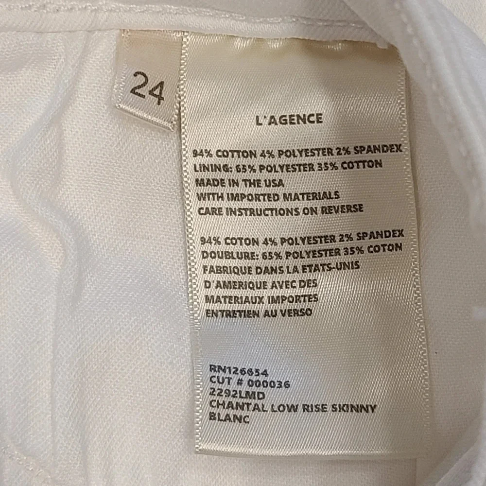 L'Agence Chantal Low Rise Skinny Jean Blanc White 24 - Picture 7 of 10